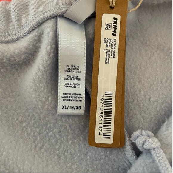 NEW SKIMS Cotton Fleece classic short - periwinkle, Style BO-SHO-4498 Size XL - Picture 3 of 10